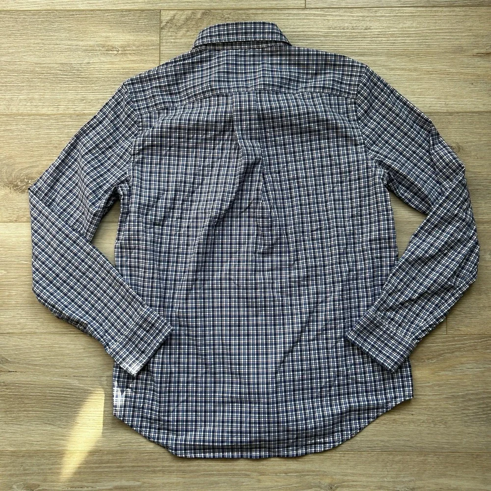 Ralph Lauren Shirt Youth Large Blue Embroidered PonyCasual Button‎ Up Blue Plaid